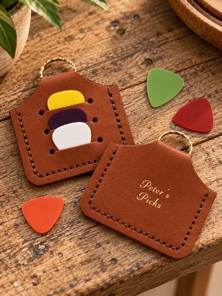 Black Personalised Plectrum Holder Keyring