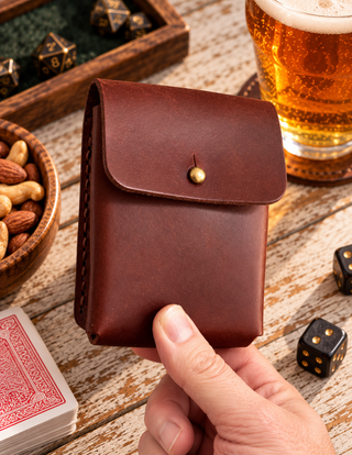 Chocolate Brown Handmade Leather Deck of Cards Holder