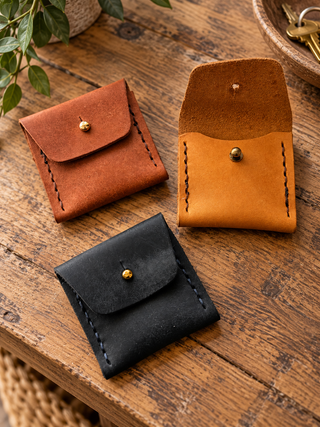 Handmade Leather Ring Purse