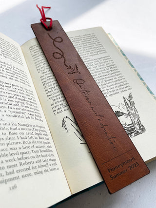 Engraved Personalised Leather Bookmark