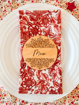 Cherry Wooden Personalised Coaster Place Setting