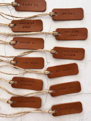 Mini Text Handmade Leather Pantry Labels