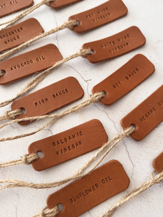 Mini Text Handmade Leather Pantry Labels