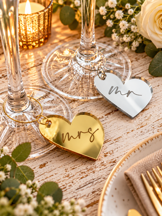 Mother's Day Wine Glass Heart Charm, Valentines gift perfect for a table scape.