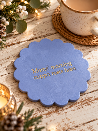 Personalised Scalloped Painted Leather Coasters