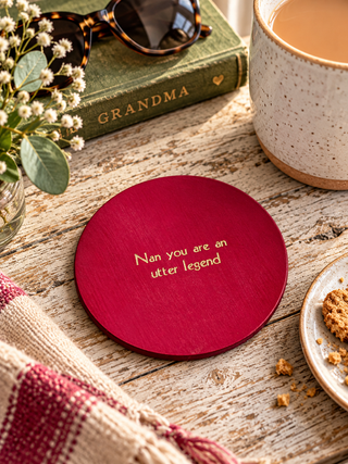 New Hand painted personalised leather coaster