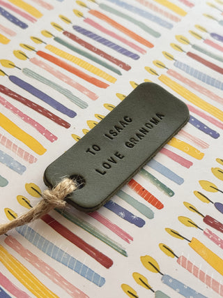 Handmade Leather Birthday Present Gift Labels