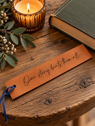 Engraved Personalised Leather Bookmark