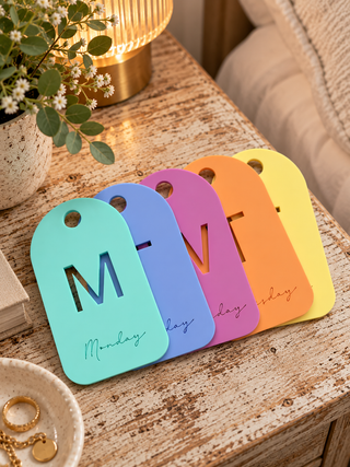 5 Days of the week hanger tags
