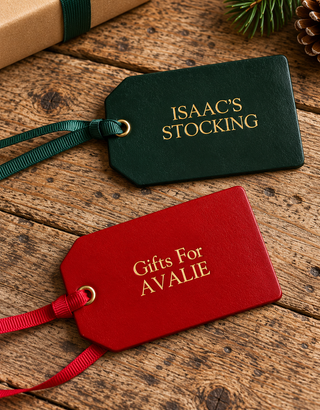 Gold Foiled Personalised Leather Gift Tags