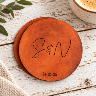 Personalised Engraved Couple Initials Anniversary Coasters