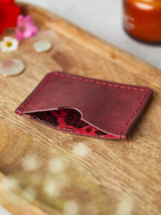 Simple Leather Wallet Lined with Brocade Pure Silk