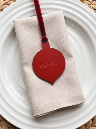 Hand Stamped Personalised Christmas Leather Place Setting
