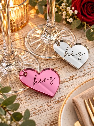 Mother's Day Wine Glass Heart Charm, Valentines gift perfect for a table scape.