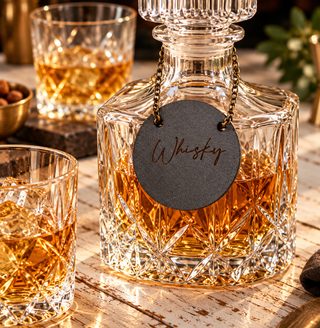 Engraved Leather bottle tag for decanter