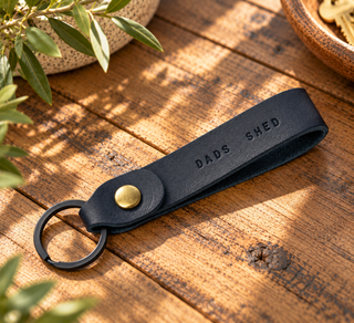 Mini Text Stamped Personalised Loop Leather Keyring