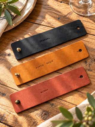 Mini Text Personalised Leather Napkin Rings