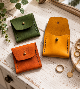 Handmade Leather Ring Purse