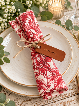Mini Text Personalised Wedding Favour Leather Place Settings