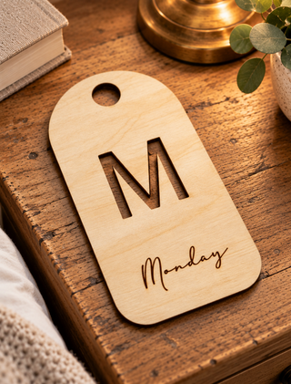 Wooden 5 Days of the week hanger tags