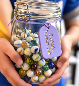 Large Personalised Leather Reward Jar Label For Kids.
