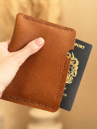 Handmade Mini Text Italian Textured Leather Passport Cover.