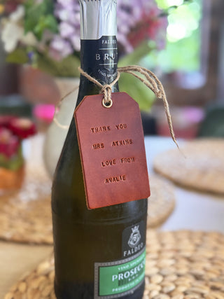 Hand stamped Leather Tag Gift For Teacher
