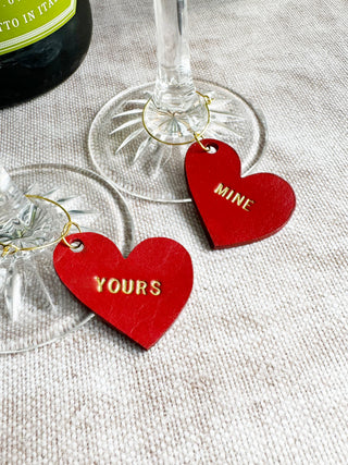 Special Occasion Valentines Day Heart Leather Wine Glass Charm