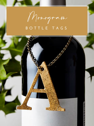 Monogram leather bottle tag