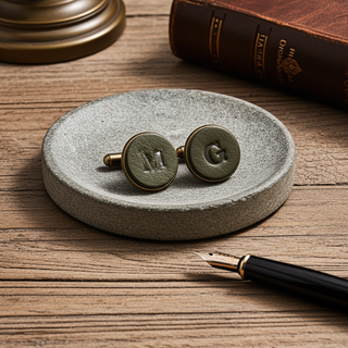 Tan Personalised Leather Single Initial Cufflinks