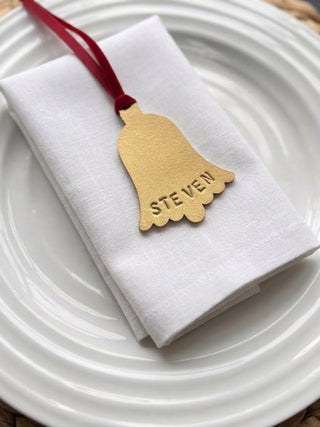 Hand Stamped Personalised Christmas Leather Place Setting
