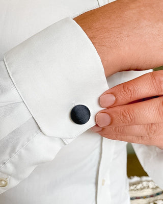 Luxury grey silk dupion cufflinks with a high-quality metal base, ideal for weddings, groomsmen, and special occasions. The perfect finishing touch for any formal outfit