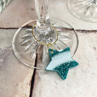 Set of 4 Glitter Glass Charm, perfect for dinner parties