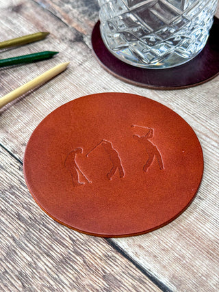 Gift for Cyclists, leather coaster with bicycle. Perfect Father's Day gift and cycling for Grandpa.