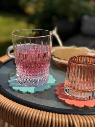 Scalloped Painted Leather Coasters, Perfect Gift for the Home