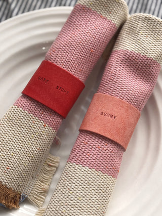 Mini Text Personalised Leather Napkin Rings