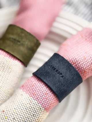 Mini Text Personalised Leather Napkin Rings