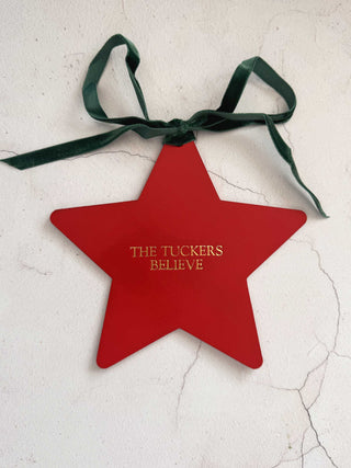 Hand Stamped Leather Christmas Tree Topper.