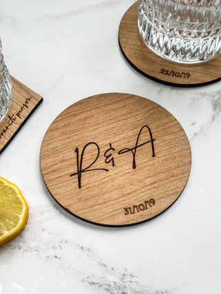 5th Anniversary Wooden Personalised Coaster, perfect gift for couples, wedding anniversary gift.