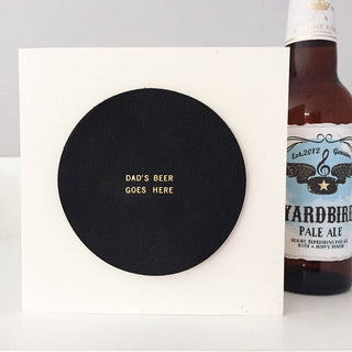 Personalised Leather Beer Mat Card